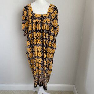 Ling-Ling Seni Batik Lounge Dress Womens One Size Orange Purple Black Floral